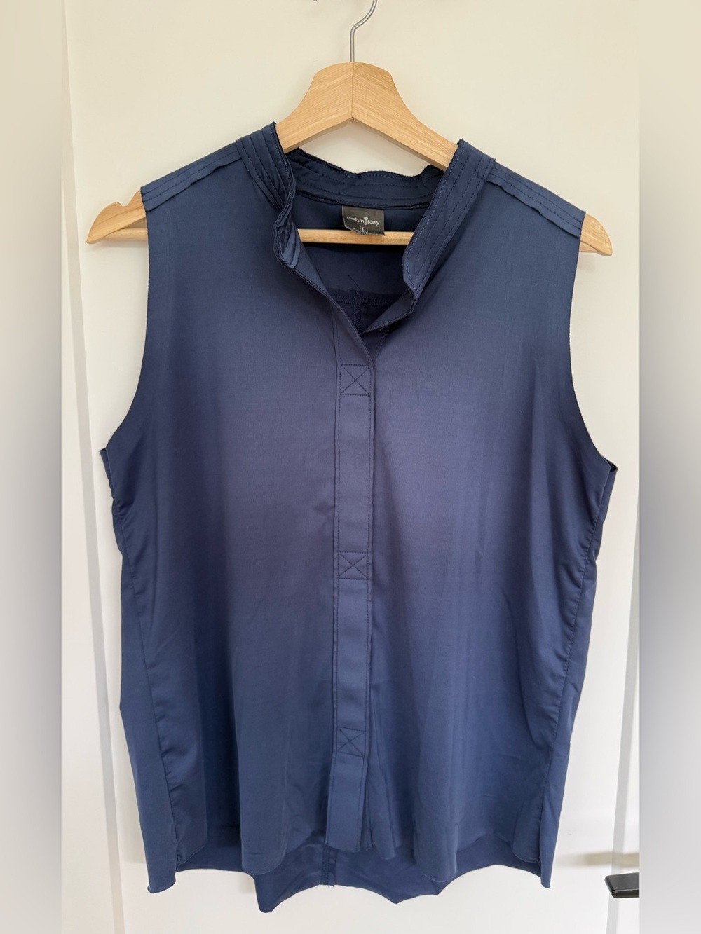 Belyn Key Navy Crewneck Top with Key Logo Tag